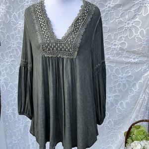 Live and Let Live ~ Olive Sage Green top